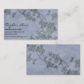 Carte de visite à fleurs bleu et vert (Devant / Derrière)