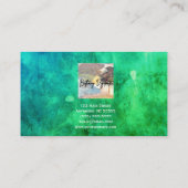 Carte de visite à fleurs bleu vert (Dos)