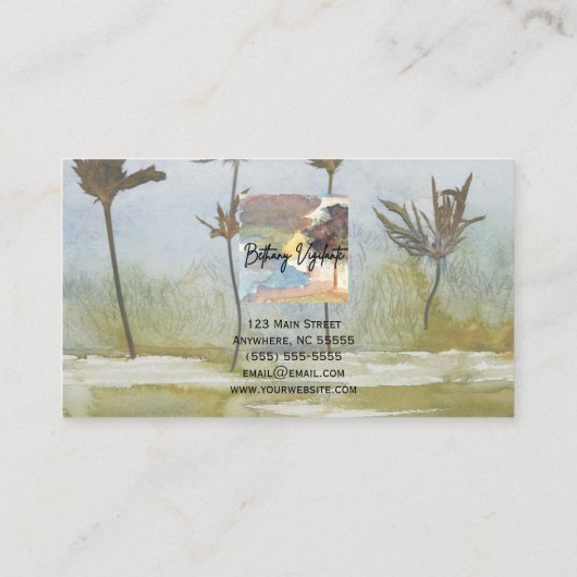 Carte de visite à fleurs bleu vert (Dos)