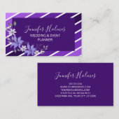 Carte de visite à fleurs chic violet blanc (Devant / Derrière)