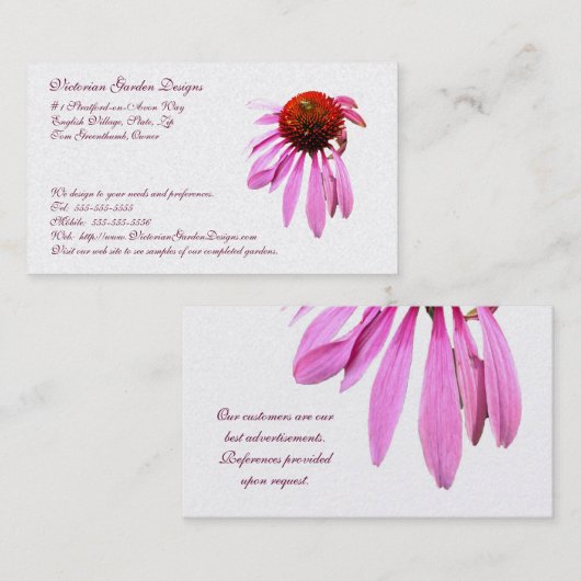 Carte de visite à fleurs de cône (Devant / Derrière)