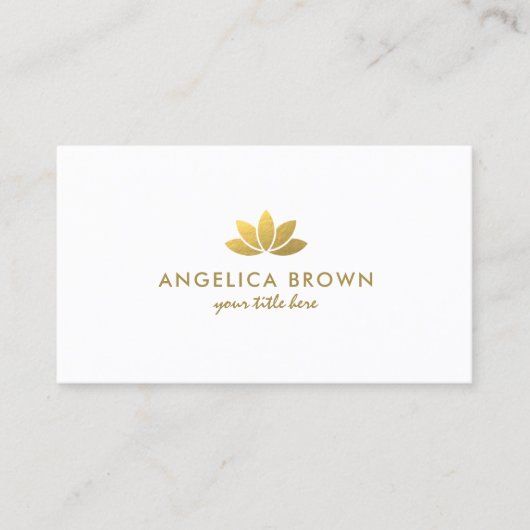 Carte de visite à fleurs de Lotus Faux Gold Foil (Devant)