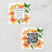 Carte de visite à fleurs d'Hibiscus orange avec co (Devant / Derrière)
