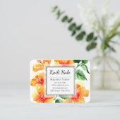 Carte de visite à fleurs d'Hibiscus orange avec co (Debout devant)
