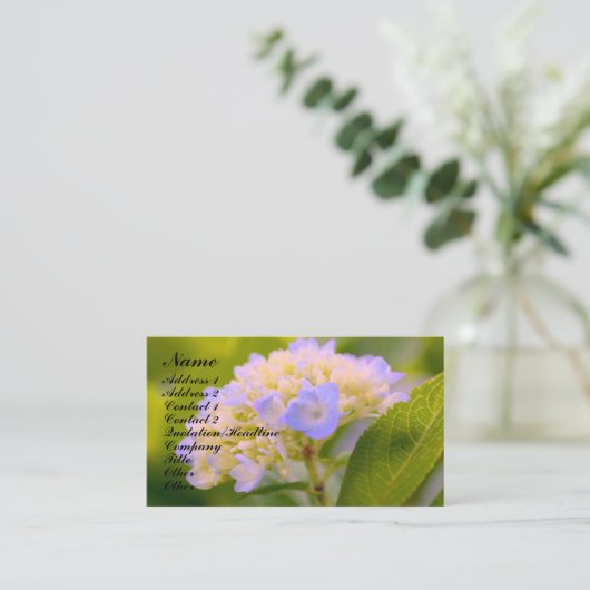 Carte de visite à fleurs doux Hydrangea (Debout devant)