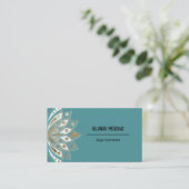 Carte de visite à fleurs Gold et Aqua Lotus (Debout devant)