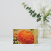 Carte de visite à fleurs orange (Debout devant)