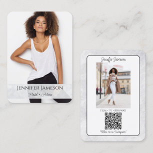 Carte de visite à fond de marbre avec code QR