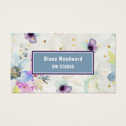Carte de visite à fond floral moderne (Devant)