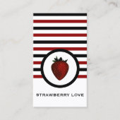 Carte de visite à fraise chic rayé (Devant)