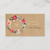 Carte de visite à guirlande florale rustique (Devant)