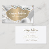 Carte de visite à huile d'or Faux Agate blanc (Devant / Derrière)