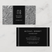 Carte de visite à huile métallique argenté monogra (Devant / Derrière)