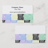 Carte de visite à impression zèbre multicolore (Devant / Derrière)