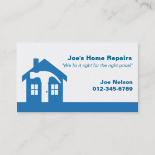 Carte de visite à la maison de bleu de réparation