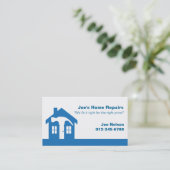 Carte de visite à la maison de bleu de réparation (Debout devant)