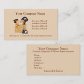 Carte de visite à la maison de retouche/menuiserie (Devant / Derrière)