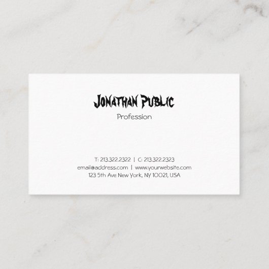 Carte De Visite À la mode chic simple des textes de conception (Dos)