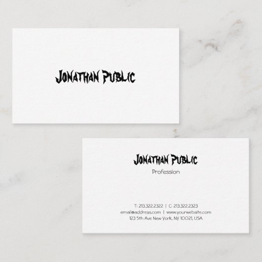 Carte De Visite À la mode chic simple des textes de conception (Devant / Derrière)