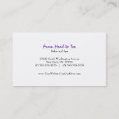 Carte de visite à la mode de cosmetolgist (Dos)