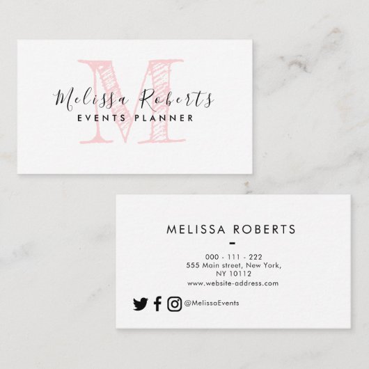 carte de visite à la mode de monogramme (Devant / Derrière)