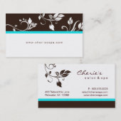 Carte de visite à la mode floral de brun bleu de (Devant / Derrière)