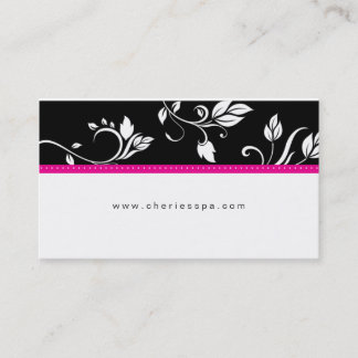 Carte de visite à la mode floral noir blanc de