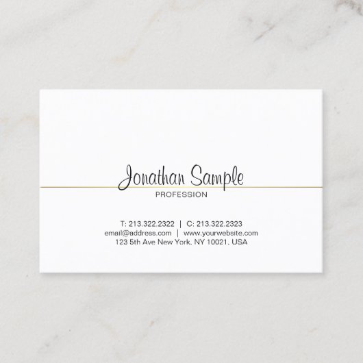 Carte De Visite À la mode Luxe de calligraphie de manuscrit de (Devant)