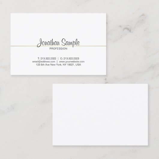 Carte De Visite À la mode Luxe de calligraphie de manuscrit de (Devant / Derrière)