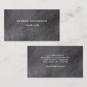 Carte De Visite À la mode professionnel simili cuir noir moderne (Devant / Derrière)