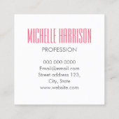 Carte de visite à la mode simple moderne rose (Dos)