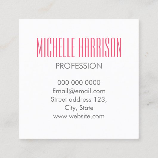 Carte de visite à la mode simple moderne rose (Dos)