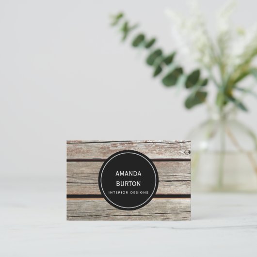 Carte de visite à la texture bois. (Debout devant)
