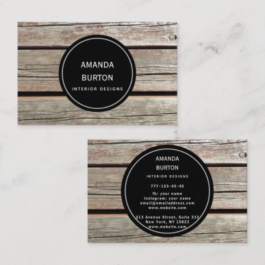 Carte de visite à la texture bois. (Devant / Derrière)