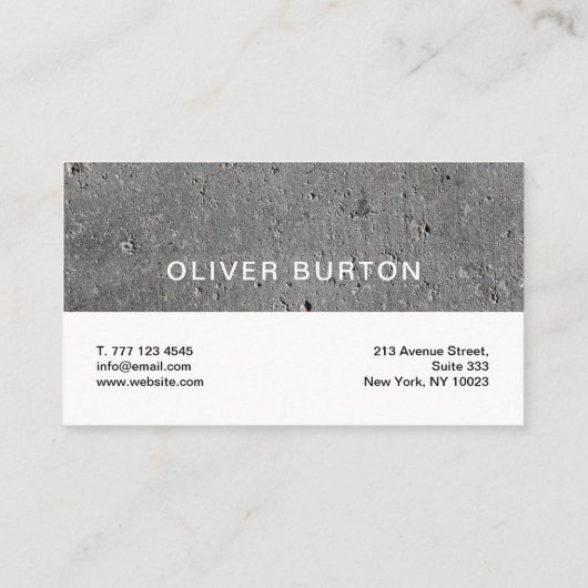 Carte de visite à la texture concrète. (Dos)