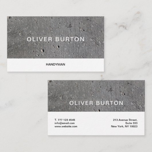 Carte de visite à la texture concrète. (Devant / Derrière)