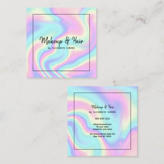 Carte de visite à la texture holographique. (Devant / Derrière)