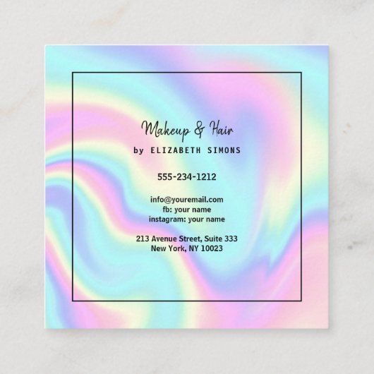 Carte de visite à la texture holographique. (Dos)