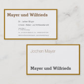 Carte de visite à liseré doré (Devant / Derrière)