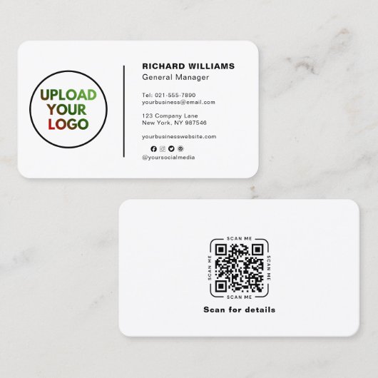 Carte de visite à logo personnalisé – Code QR des (Devant / Derrière)