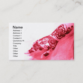 Carte de visite à main rose au henné
