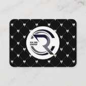 Carte de visite à monogramme à ruban noir et blanc (Devant)