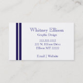 Carte de visite à monogramme avec cadre à rayures  (Dos)