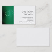 Carte de visite à monogramme blanc avec rayure ver (Devant / Derrière)