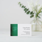 Carte de visite à monogramme blanc avec rayure ver (Debout devant)
