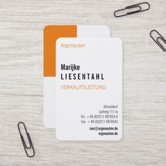 Carte de visite à monogramme en portrait (Devant/Arrière en situation)