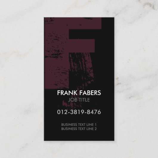 Carte de visite à monogramme lettre F (Devant)