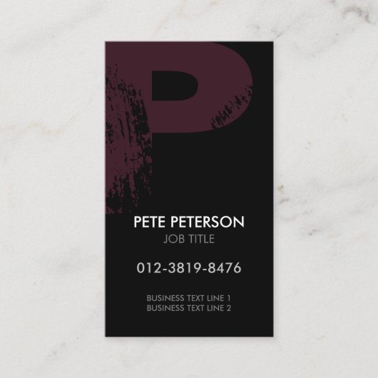 Carte de visite à monogramme lettre P (Devant)
