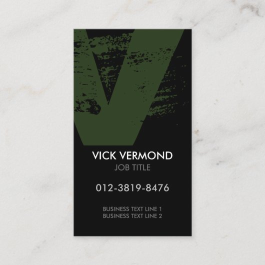Carte de visite à monogramme lettre V (Devant)
