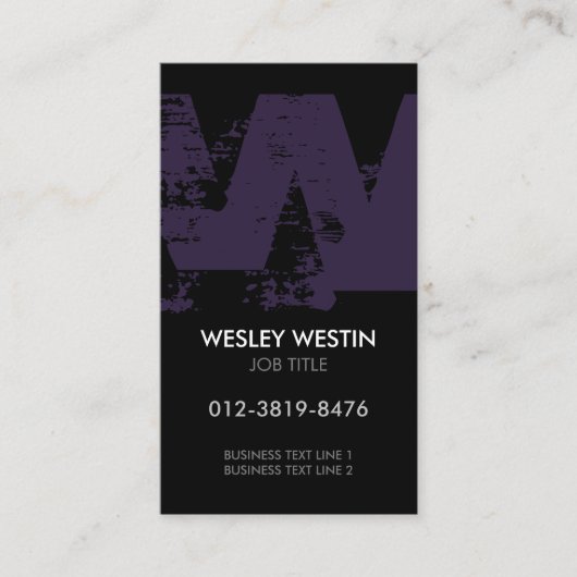 Carte de visite à monogramme lettre W (Devant)